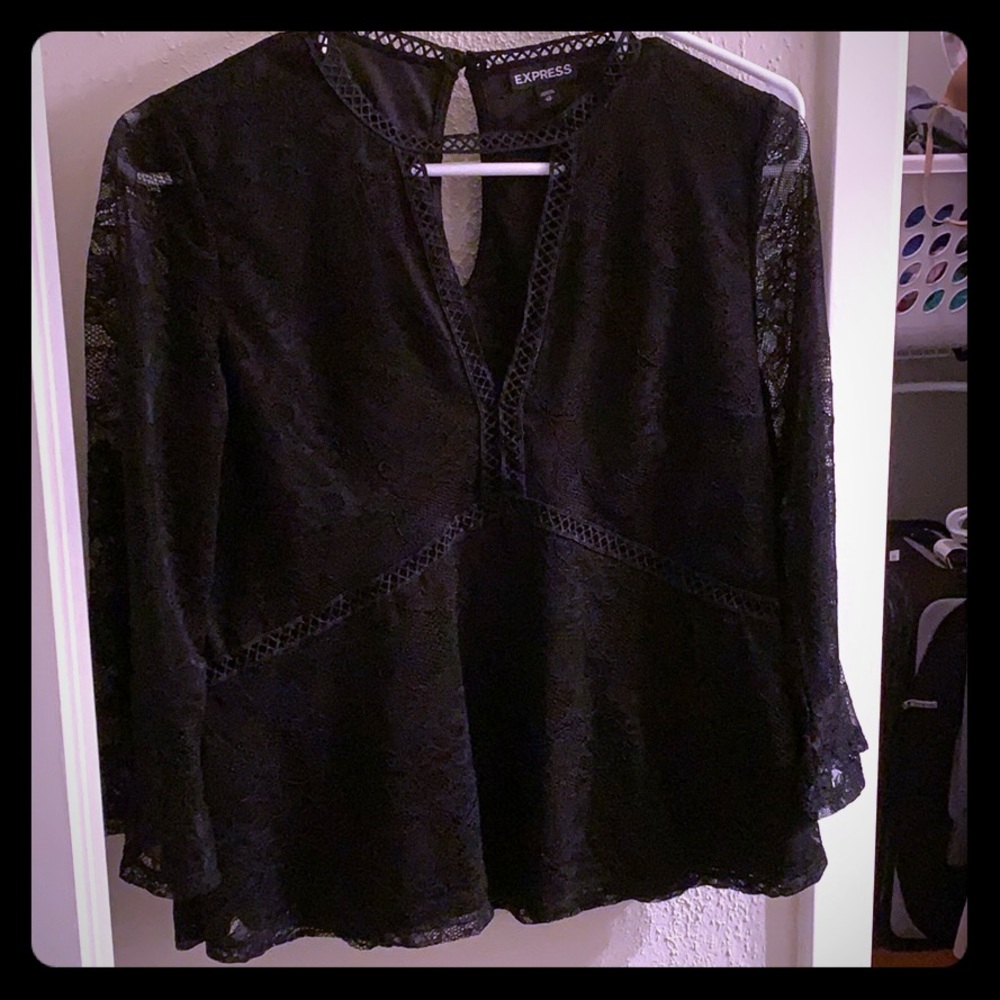 Express Black Lace Blouse
